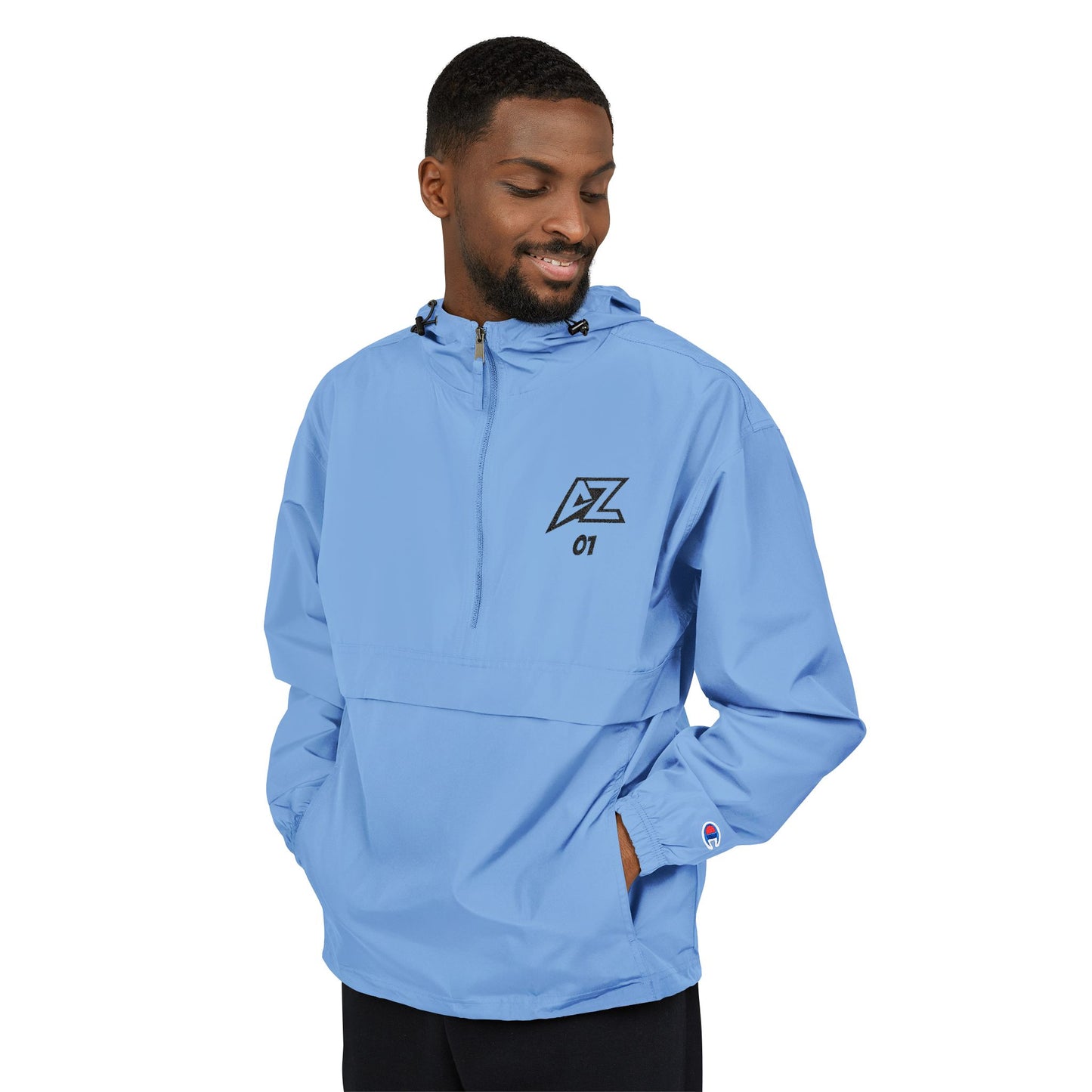 Champion Packable Anorak Jacket with AZ 01 Logo – Lightweight Hooded Windbreaker