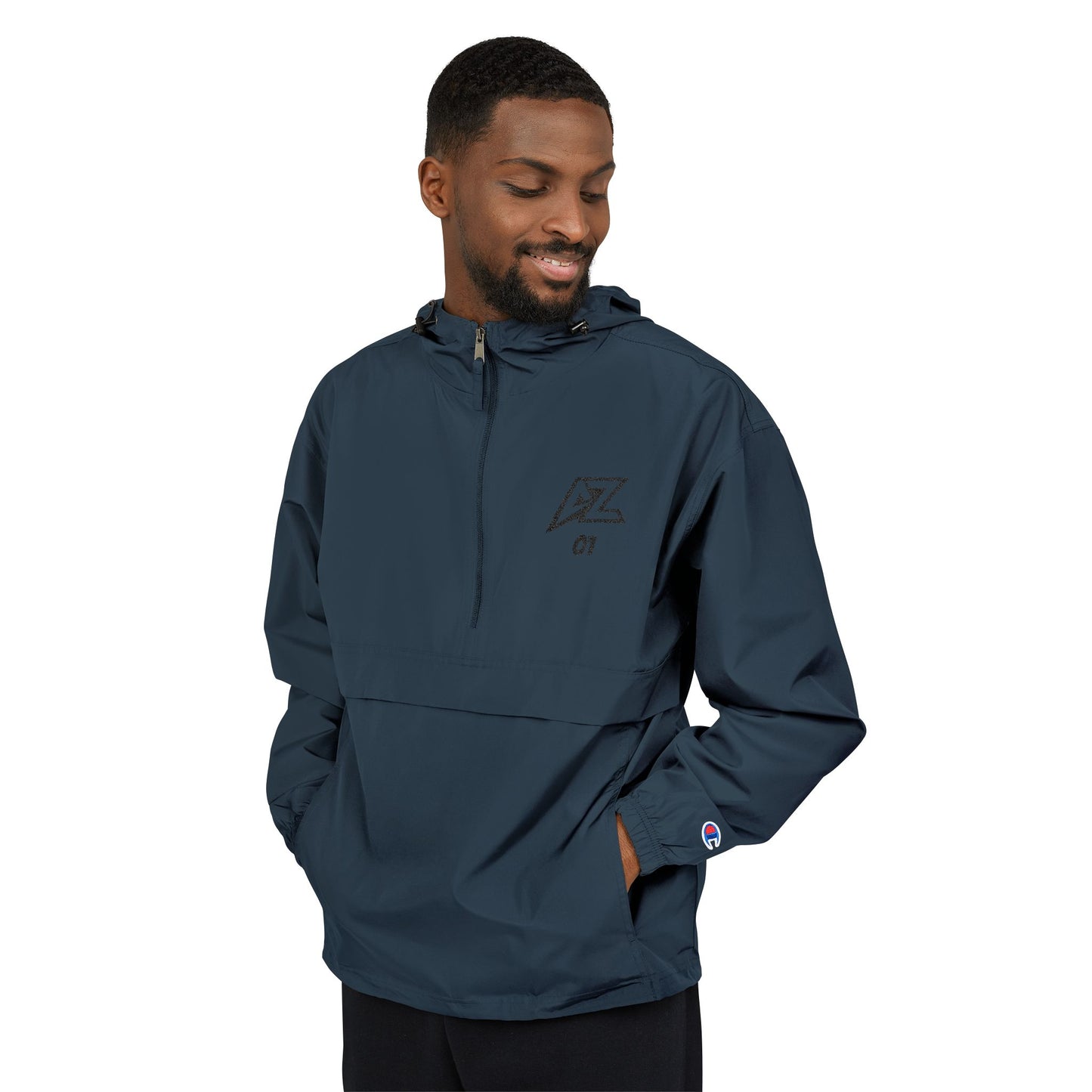 Champion Packable Anorak Jacket with AZ 01 Logo – Lightweight Hooded Windbreaker