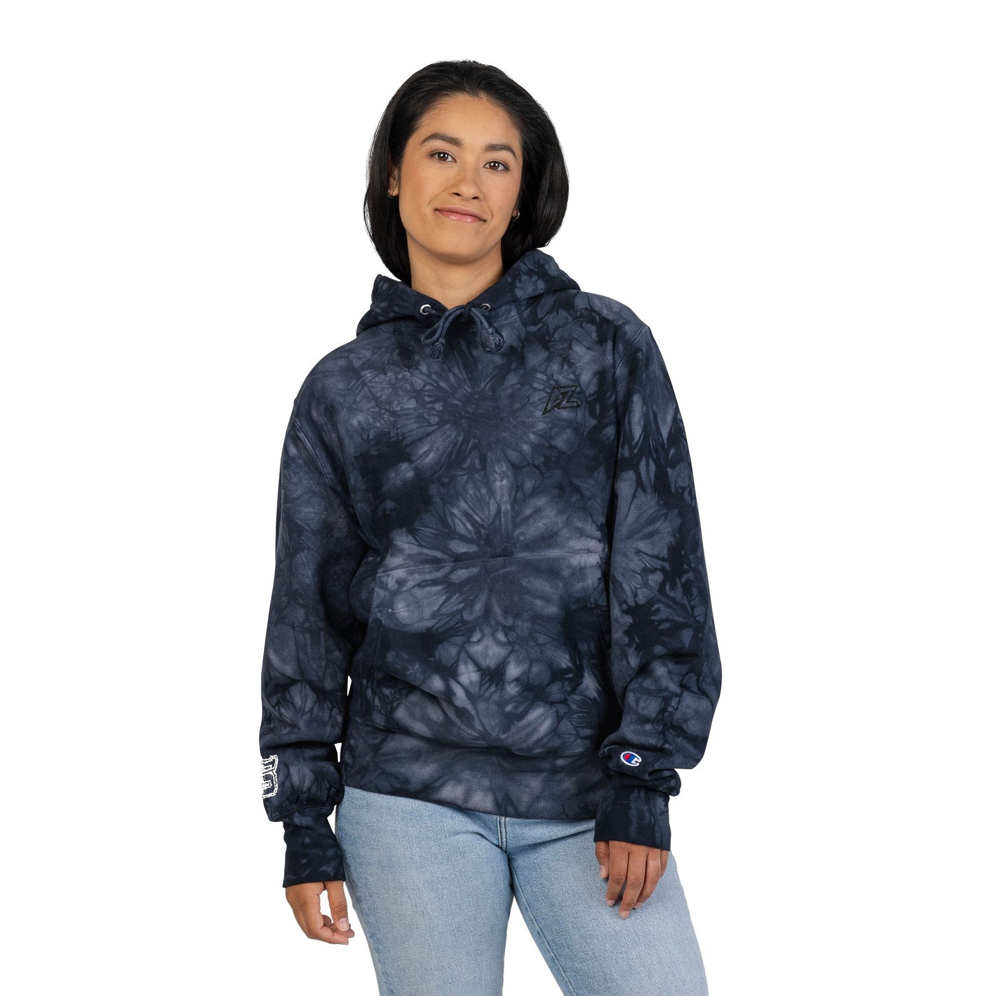 Champion Tie-Dye Hoodie with AZ Embroidery – Dark Swirl Edition