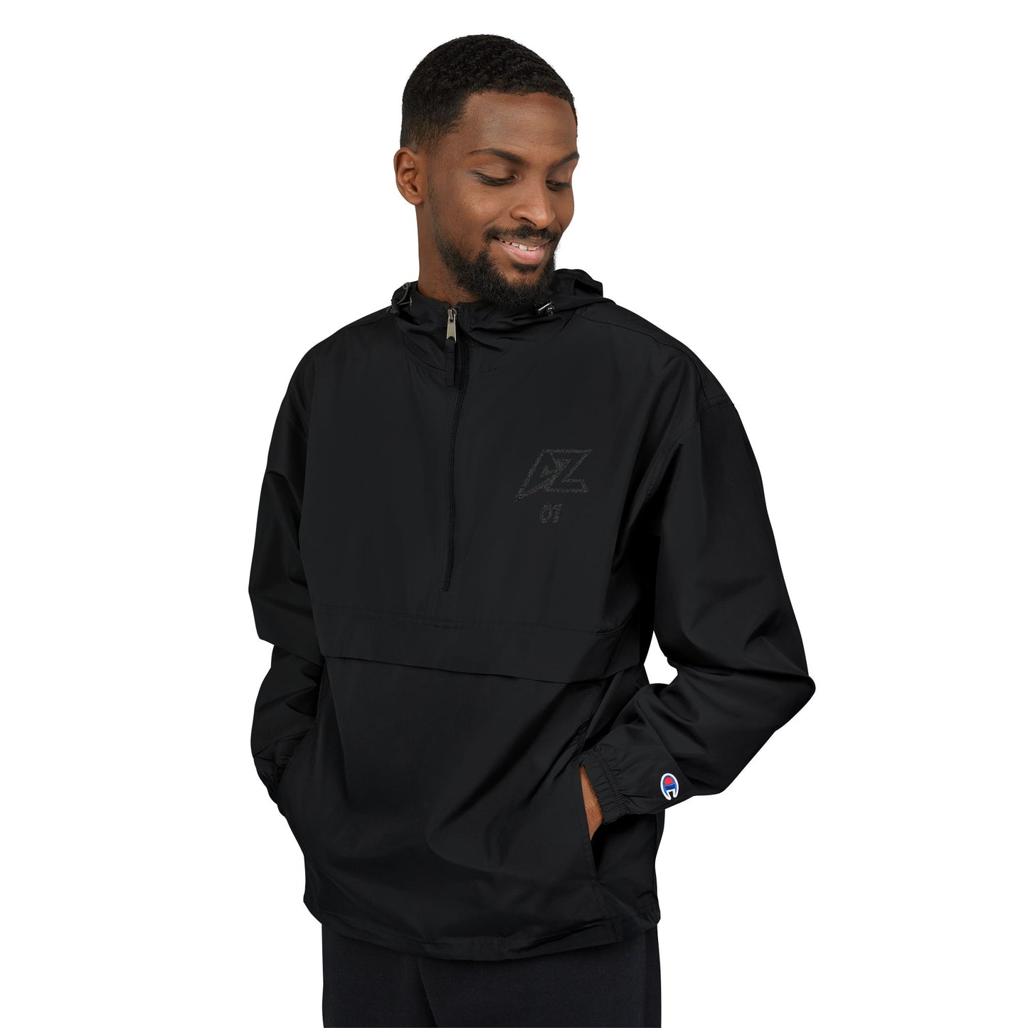 Champion Packable Anorak Jacket with AZ 01 Logo – Lightweight Hooded Windbreaker