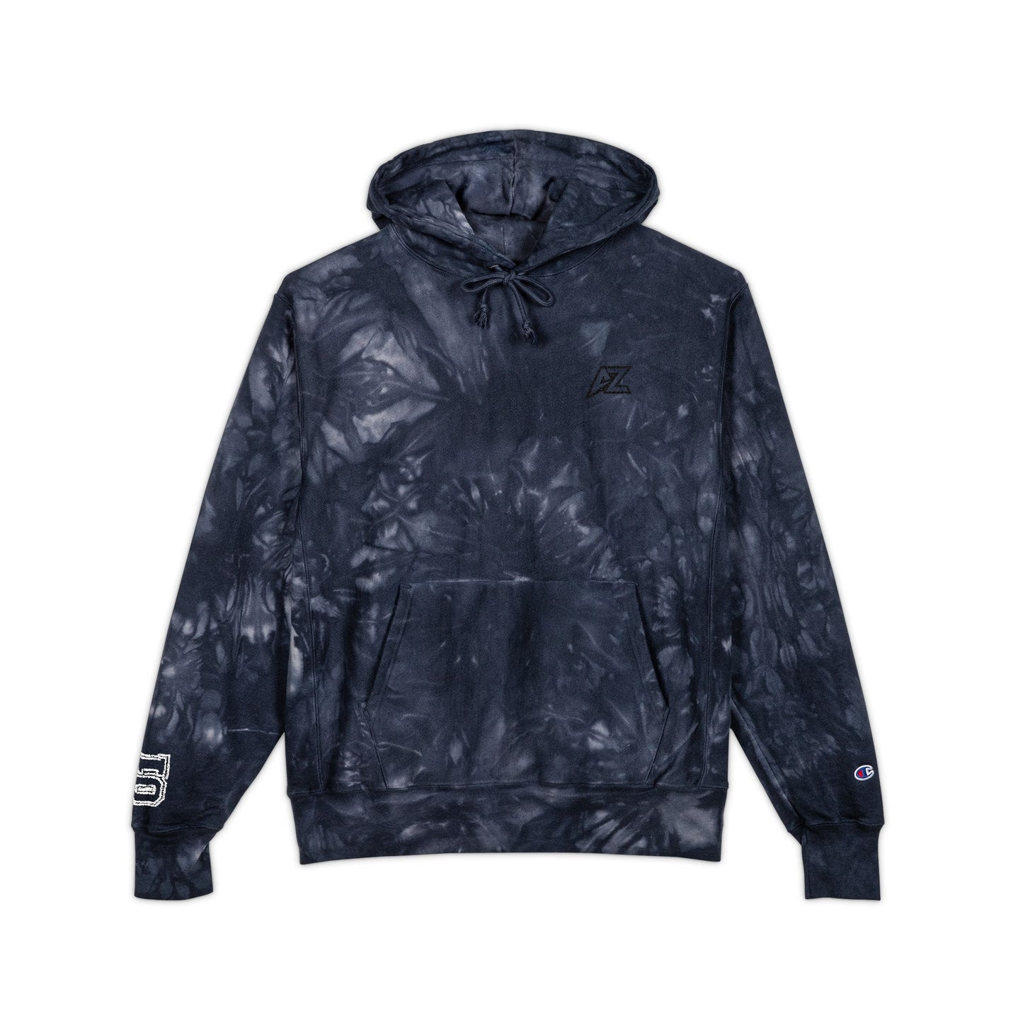 Champion Tie-Dye Hoodie with AZ Embroidery – Dark Swirl Edition