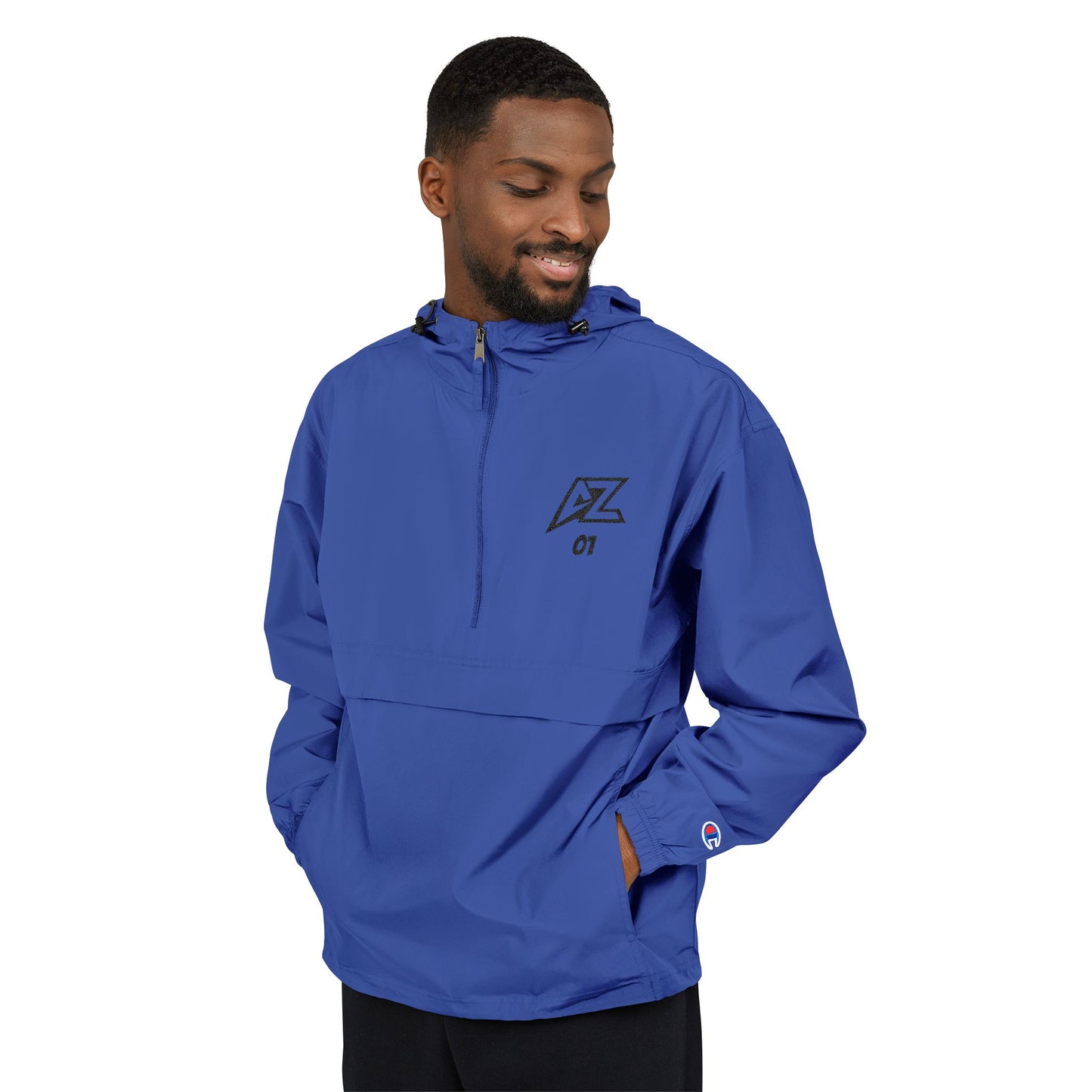 Champion Packable Anorak Jacket with AZ 01 Logo – Lightweight Hooded Windbreaker