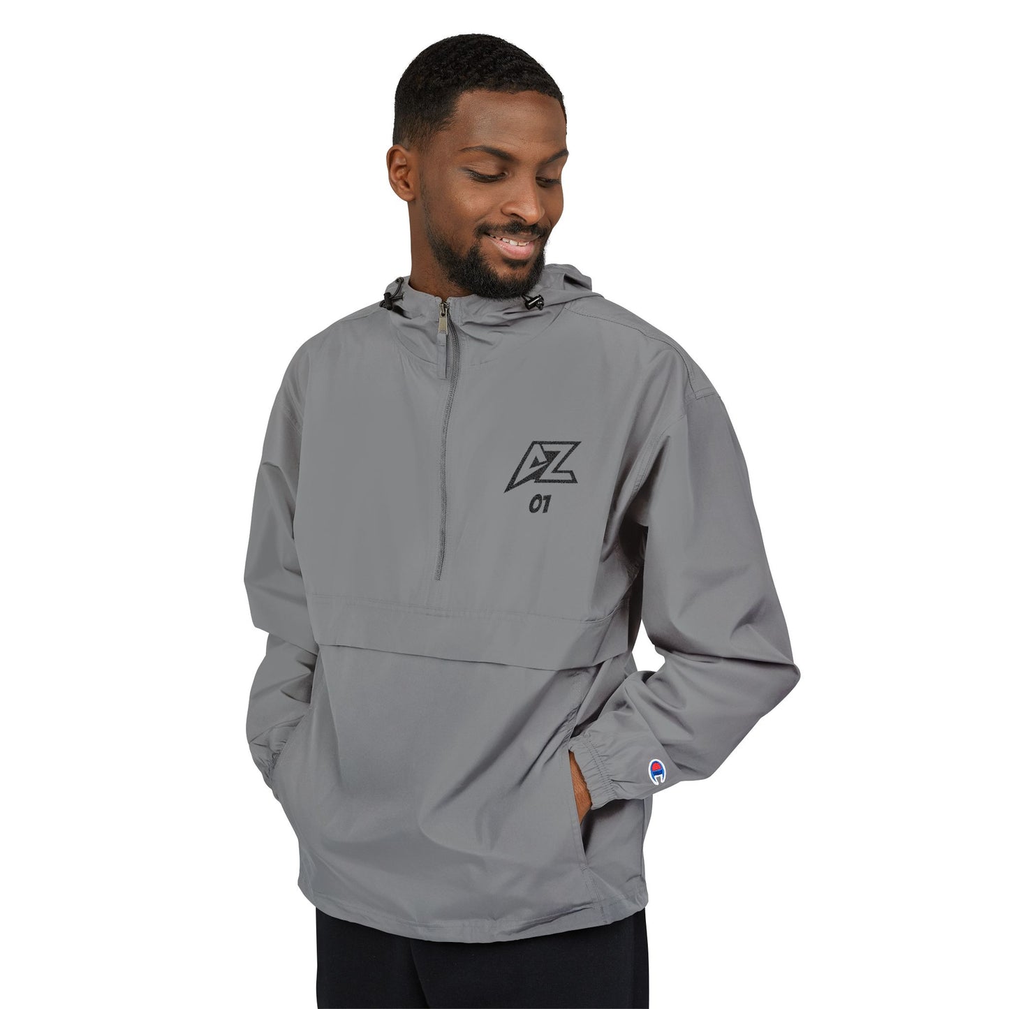 Champion Packable Anorak Jacket with AZ 01 Logo – Lightweight Hooded Windbreaker