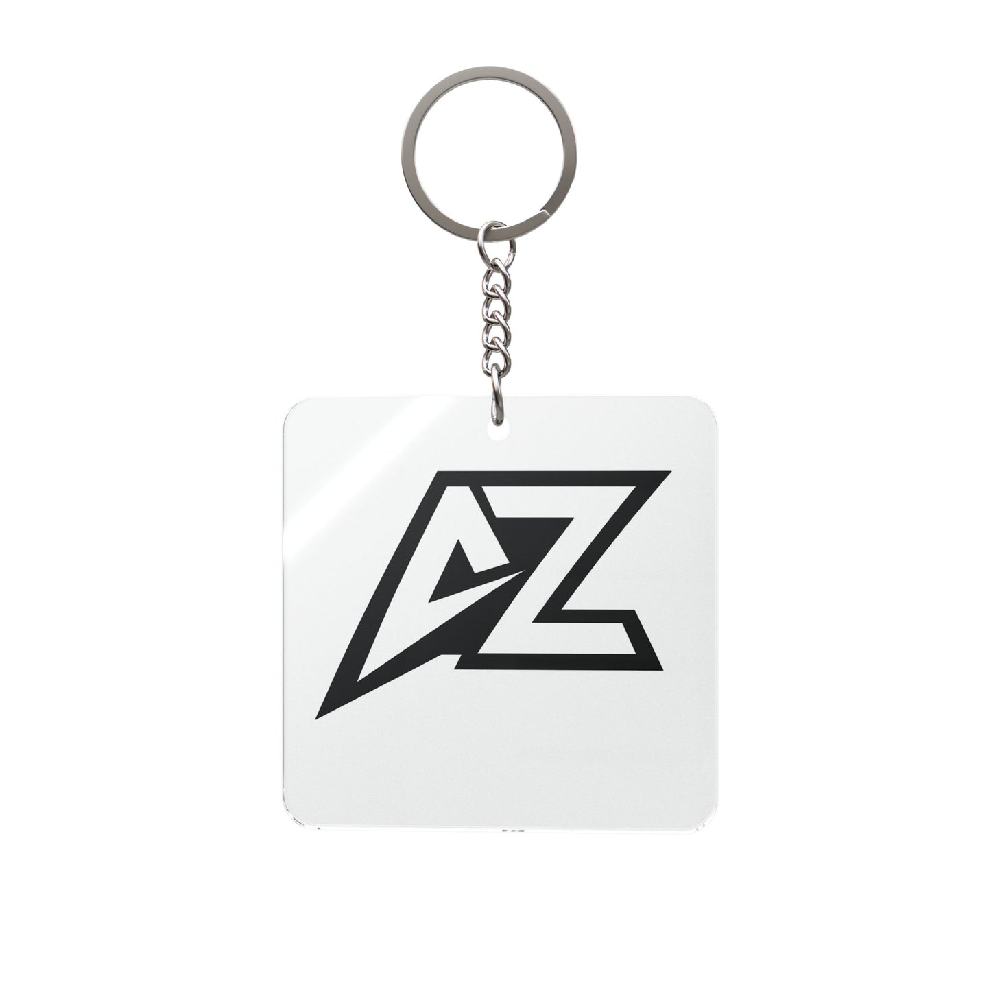 Square Keychain with Monogram AZ Logo — Modern Geometric Keyring