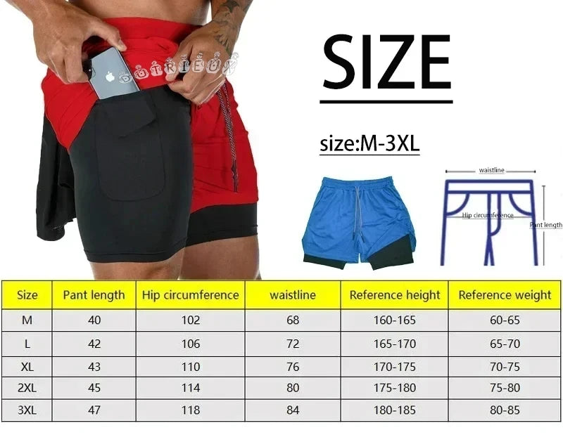 Men’s 2-in-1 Performance Training Shorts – Quick-Dry Athletic Fit