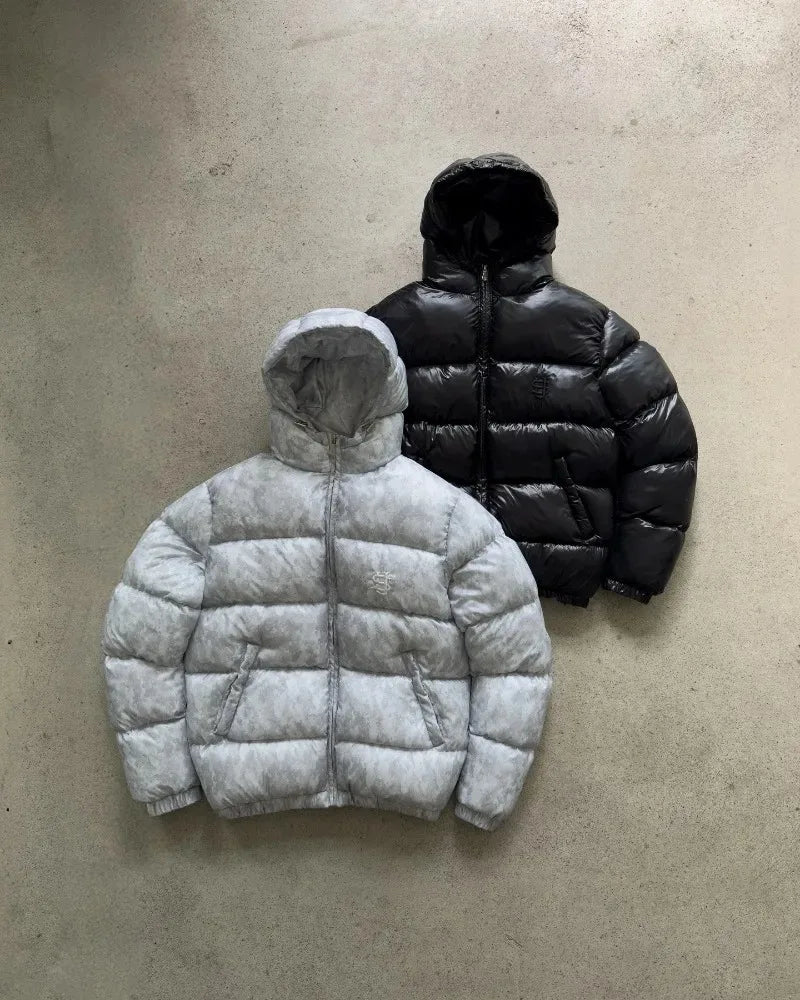 Men’s Quilted Winter Jacket with Hood – Relaxed Fit Streetwear Style